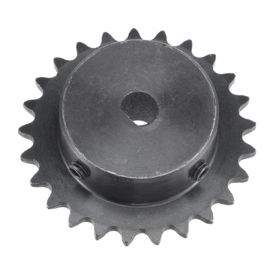 Harfington Uxcell 25 Teeth Sprocket 1/4" Pitch, 8 x 7.5mm Bore Carbon Steel with Set Screws