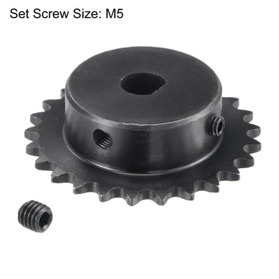 Harfington Uxcell 25 Teeth Sprocket 1/4" Pitch, 10 x 9mm Bore Carbon Steel with Set Screws