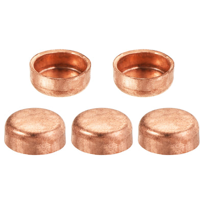 Harfington Copper End Cap Pipe Fitting Sweat Plug Connection 9.52mm(3/8") ID for Water Pipe Plumbing, Pack of 5