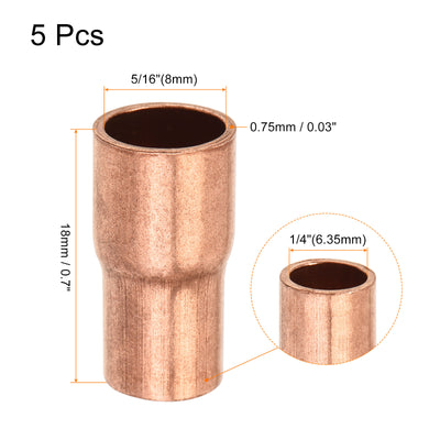 Harfington 5er Pack Drehen Kupfer Gerade Schweiß Ende 5/16 x 1/4" für HVAC Kühlung Adapter