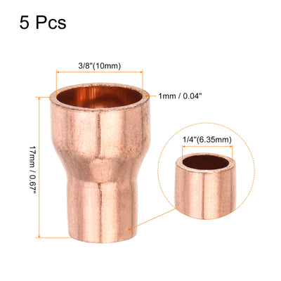 Harfington 5er Pack Drehen Kupfer Gerade Schweiß Ende 3/8 x 1/4" für HVAC Kühlung Adapter