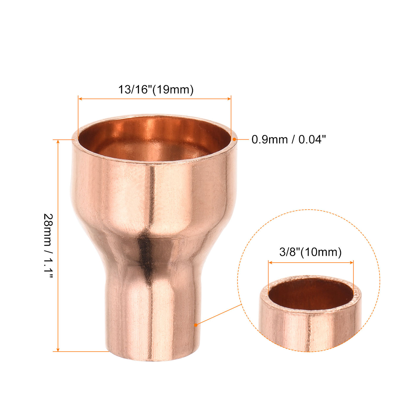 Harfington Drehen Kupfer Gerade Schweiß Ende 13/16 x 3/8" für HVAC Kühlung Adapter