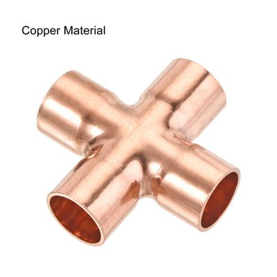 Harfington 15mm x 1mm, 4 Ways Copper End Feed Equal Cross Pipe Fitting