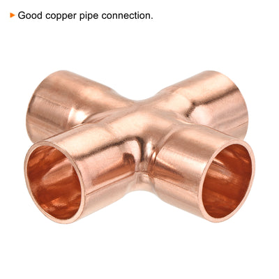 Harfington 15mm x 1mm, 4 Ways Copper End Feed Equal Cross Pipe Fitting