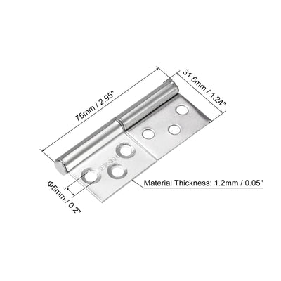 Harfington Lift Off Hinges 304 Stainless Steel Detachable Flag Hinges for Window Cabinet Door