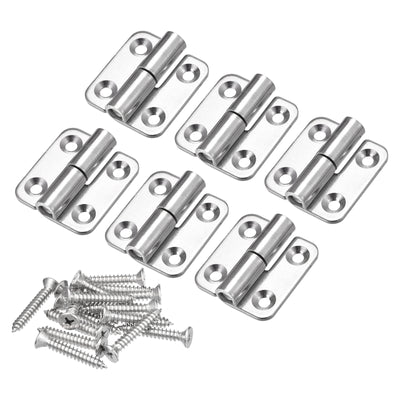 Harfington Uxcell Lift Off Hinge, 1.5" 304 Stainless Steel Right Detachable Small Slip Joint Flag Hinges 6pcs