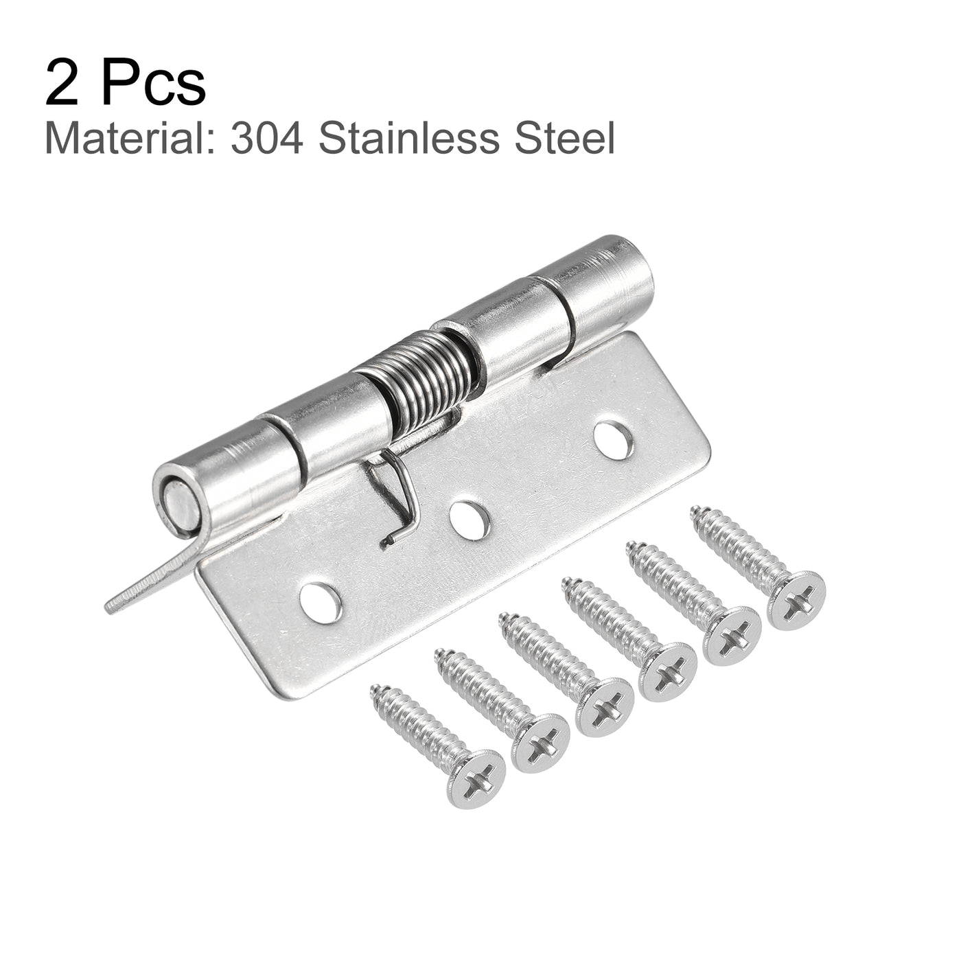 uxcell Uxcell Spring Loaded Hinges, 2.5" 304 Stainless Steel Self Closing Hinge for Cabinet 2pcs