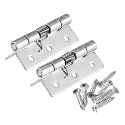 uxcell Uxcell Spring Loaded Hinges, 2.5" 304 Stainless Steel Self Closing Hinge for Cabinet 2pcs