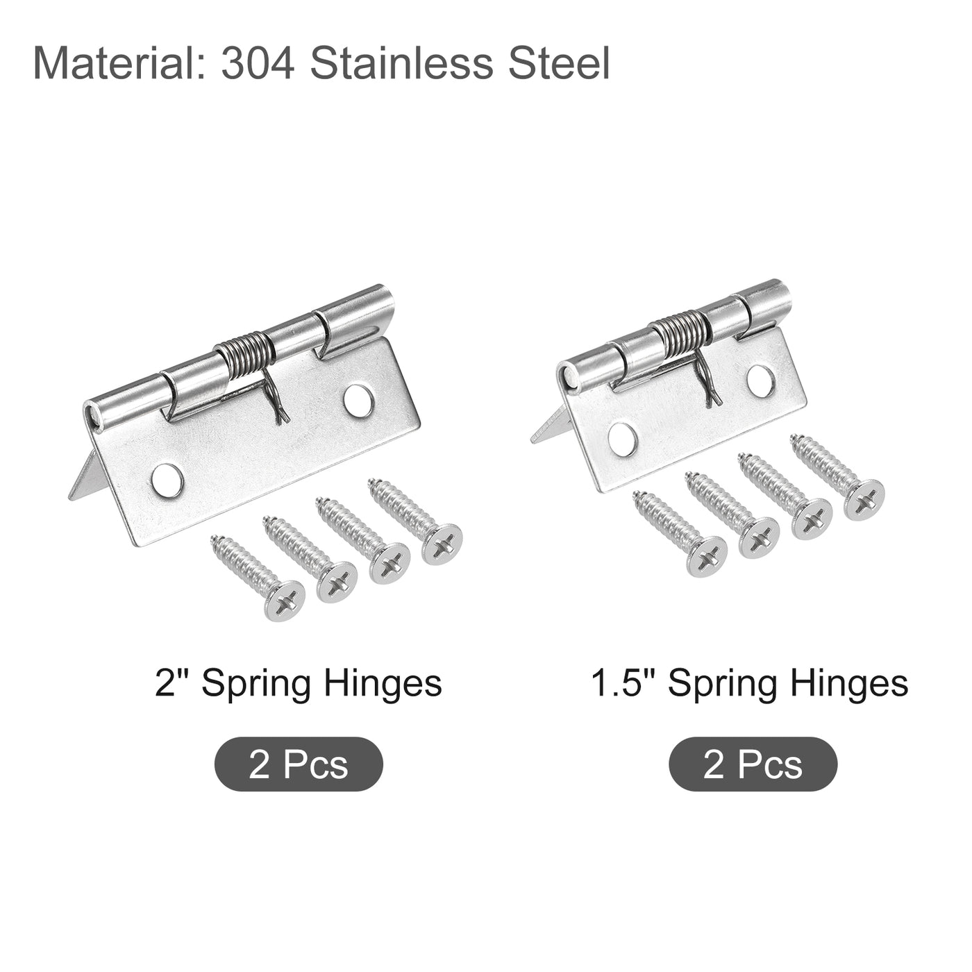 uxcell Uxcell 1Set Federbelastete Scharnier 1.5" 2" 304 Edelstahl Selbstschließend für Schrank