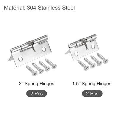 Harfington Uxcell 1Set Federbelastete Scharnier 1.5" 2" 304 Edelstahl Selbstschließend für Schrank