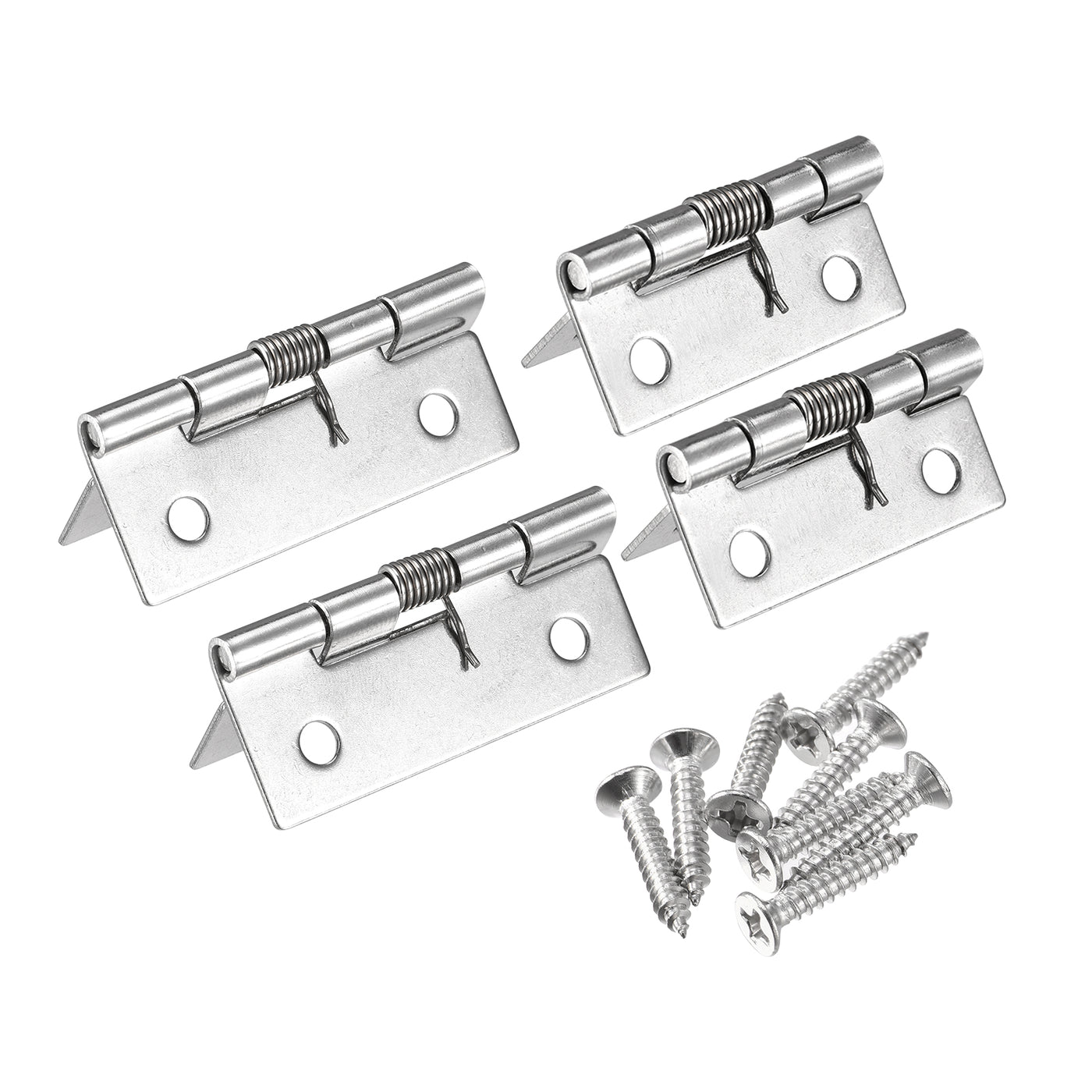 uxcell Uxcell 1Set Federbelastete Scharnier 1.5" 2" 304 Edelstahl Selbstschließend für Schrank