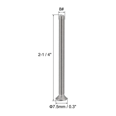 Harfington Uxcell 8#-32x2-1/4" Flat Head Machine Screws Phillips 304 Stainless Steel Bolts 25pcs