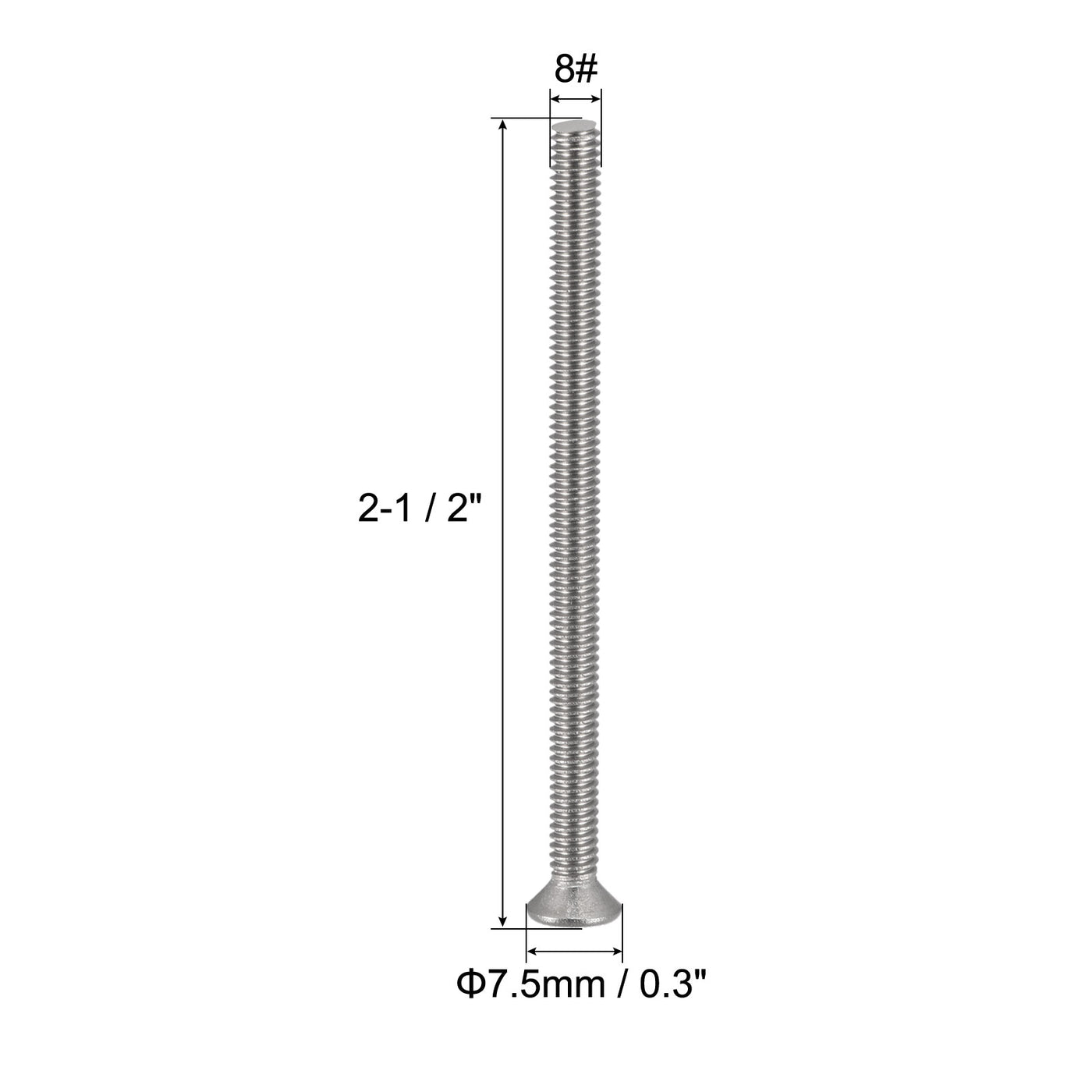 uxcell Uxcell 8#-32x2-1/2" Flat Head Machine Screws Phillips 304 Stainless Steel Bolts 25pcs