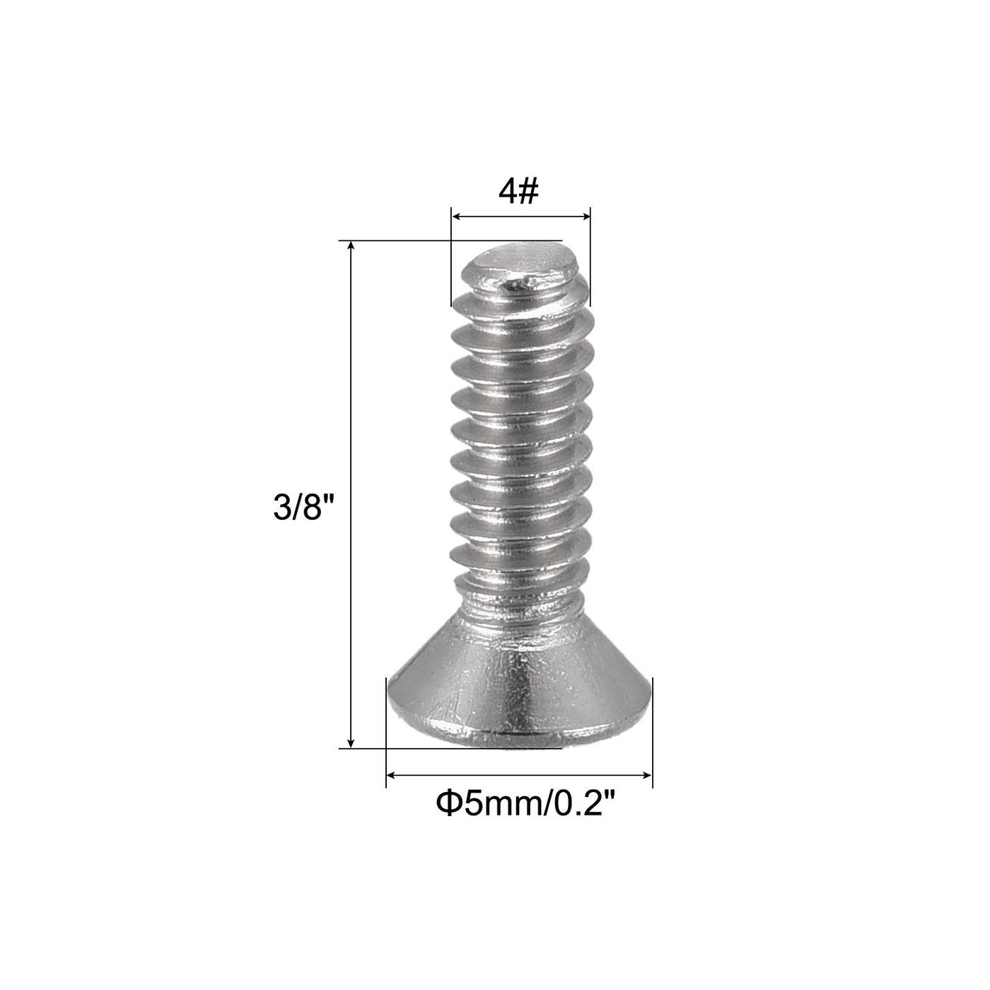 uxcell Uxcell 4#-40x3/8" Flat Head Machine Screws Phillips 304 Stainless Steel Bolts 200pcs