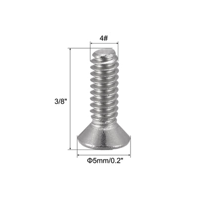 Harfington Uxcell 4#-40x3/8" Flat Head Machine Screws Phillips 304 Stainless Steel Bolts 200pcs