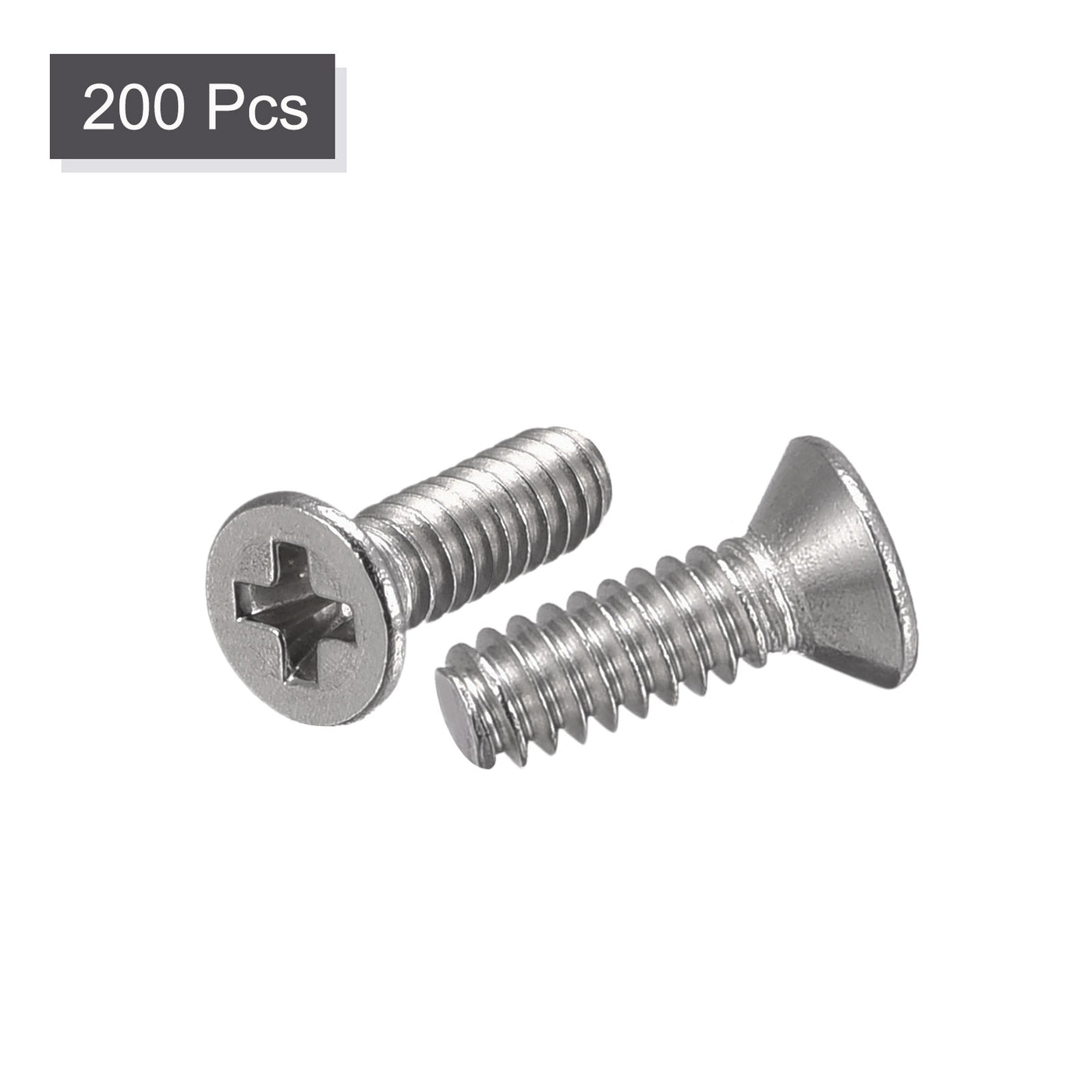 uxcell Uxcell 4#-40x3/8" Flat Head Machine Screws Phillips 304 Stainless Steel Bolts 200pcs