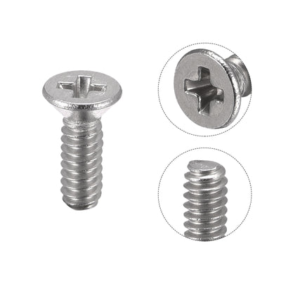 Harfington Uxcell 4#-40x3/8" Flat Head Machine Screws Phillips 304 Stainless Steel Bolts 200pcs