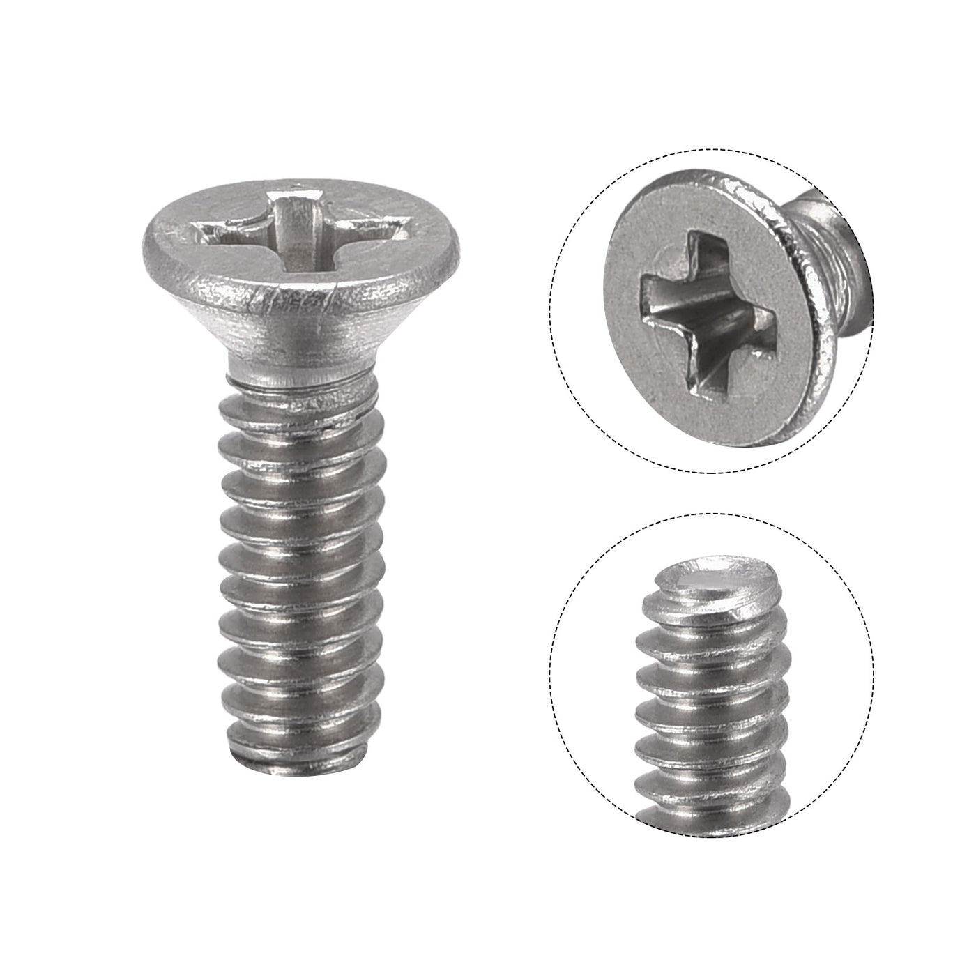 uxcell Uxcell 6#-32x1/2" Flat Head Machine Screws Phillips 304 Stainless Steel Bolts 200pcs