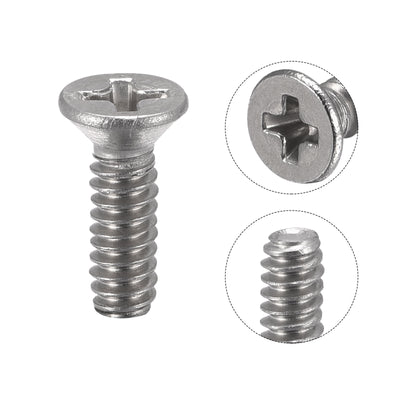 Harfington Uxcell 6#-32x1/2" Flat Head Machine Screws Phillips 304 Stainless Steel Bolts 200pcs