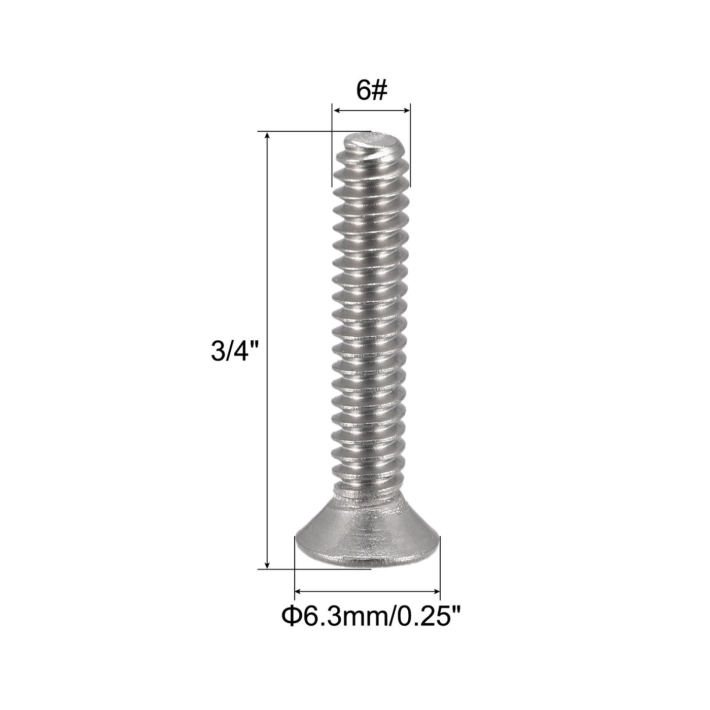 uxcell Uxcell 6#-32x3/4" Flat Head Machine Screws Phillips 304 Stainless Steel Bolts 200pcs