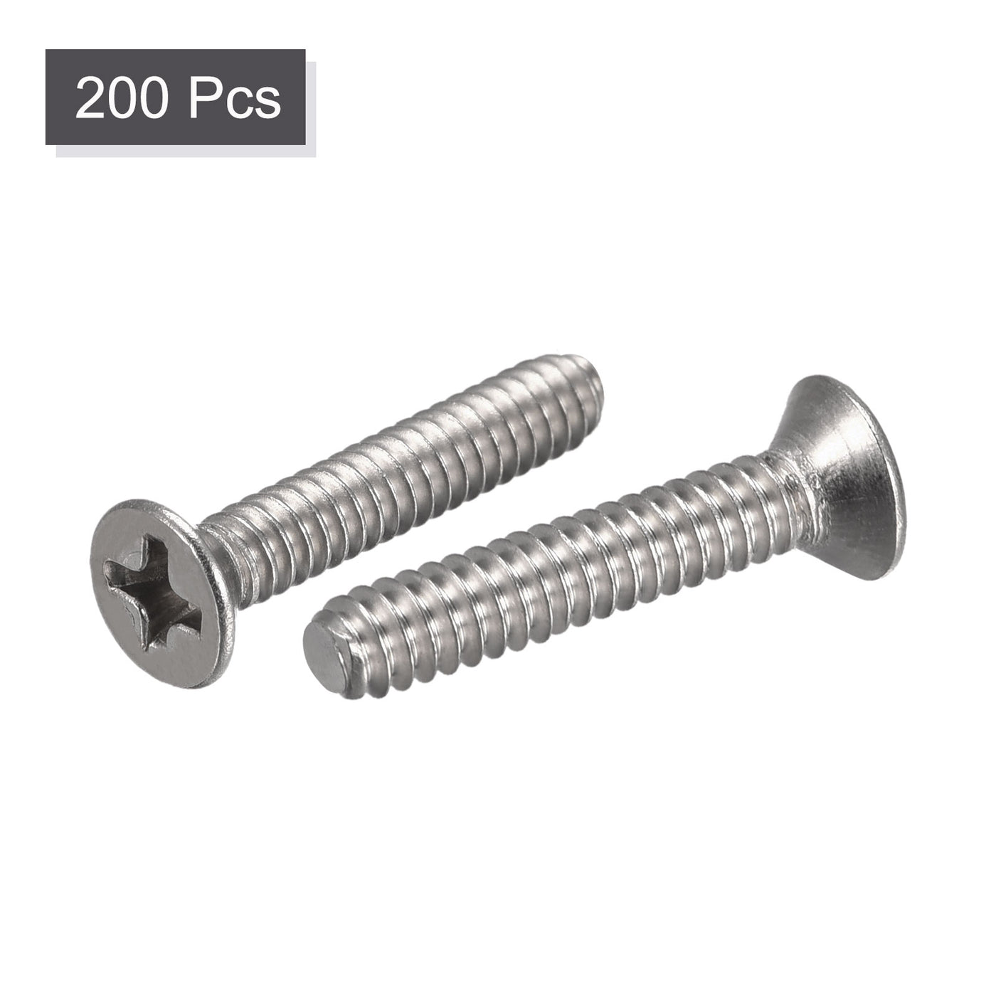 uxcell Uxcell 6#-32x3/4" Flat Head Machine Screws Phillips 304 Stainless Steel Bolts 200pcs