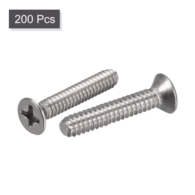 Harfington Uxcell 6#-32x3/4" Flat Head Machine Screws Phillips 304 Stainless Steel Bolts 200pcs