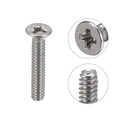 Harfington Uxcell 6#-32x3/4" Flat Head Machine Screws Phillips 304 Stainless Steel Bolts 200pcs