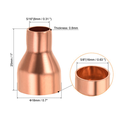 Harfington 3 Stück Kupfer Reduziermuffe Fitting mit Schweißende für HLK-Kälteadapter 5/16 x 5/8 Zoll ID