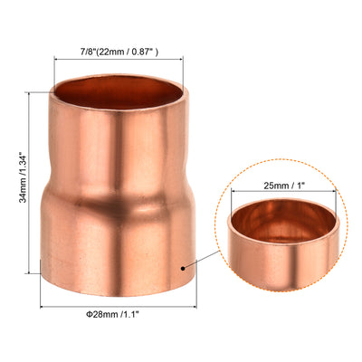 Harfington Kupfer Reduziermuffe Fitting mit Schweißende für HLK-Kälteadapter 7/8 x 1 Zoll ID