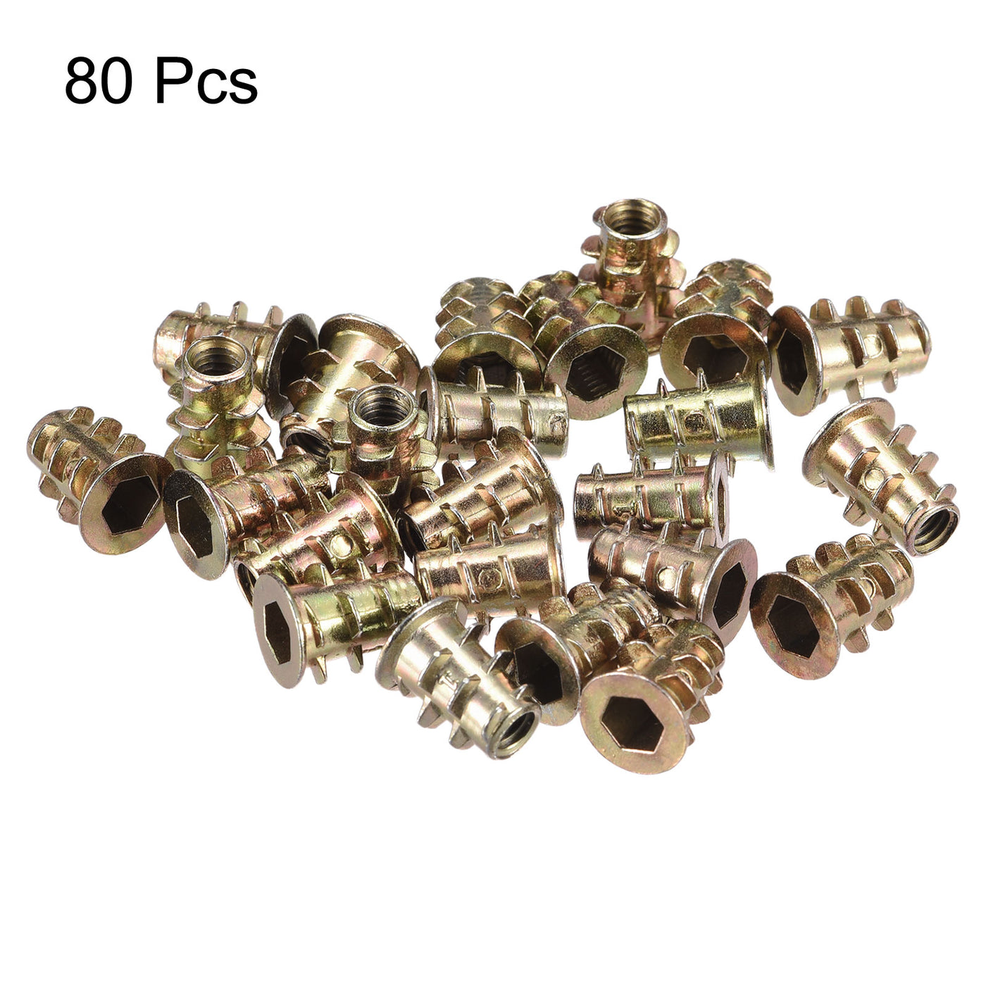 uxcell Uxcell M4x10mm Furniture Screw-in Nut Zinc Alloy Threaded Insert Nuts for Wood 80pcs