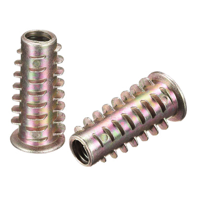 uxcell Uxcell M6x25mm Furniture Screw-in Nut Zinc Alloy Threaded Insert Nuts for Wood 8pcs