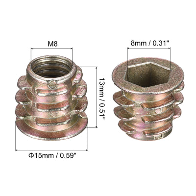 Harfington Uxcell M8x13mm Furniture Screw-in Nut Zinc Alloy Threaded Insert Nuts for Wood 36pcs