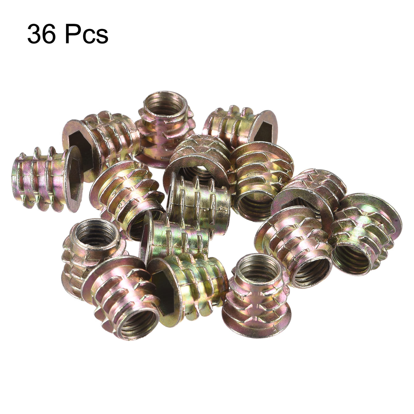 uxcell Uxcell M8x13mm Furniture Screw-in Nut Zinc Alloy Threaded Insert Nuts for Wood 36pcs