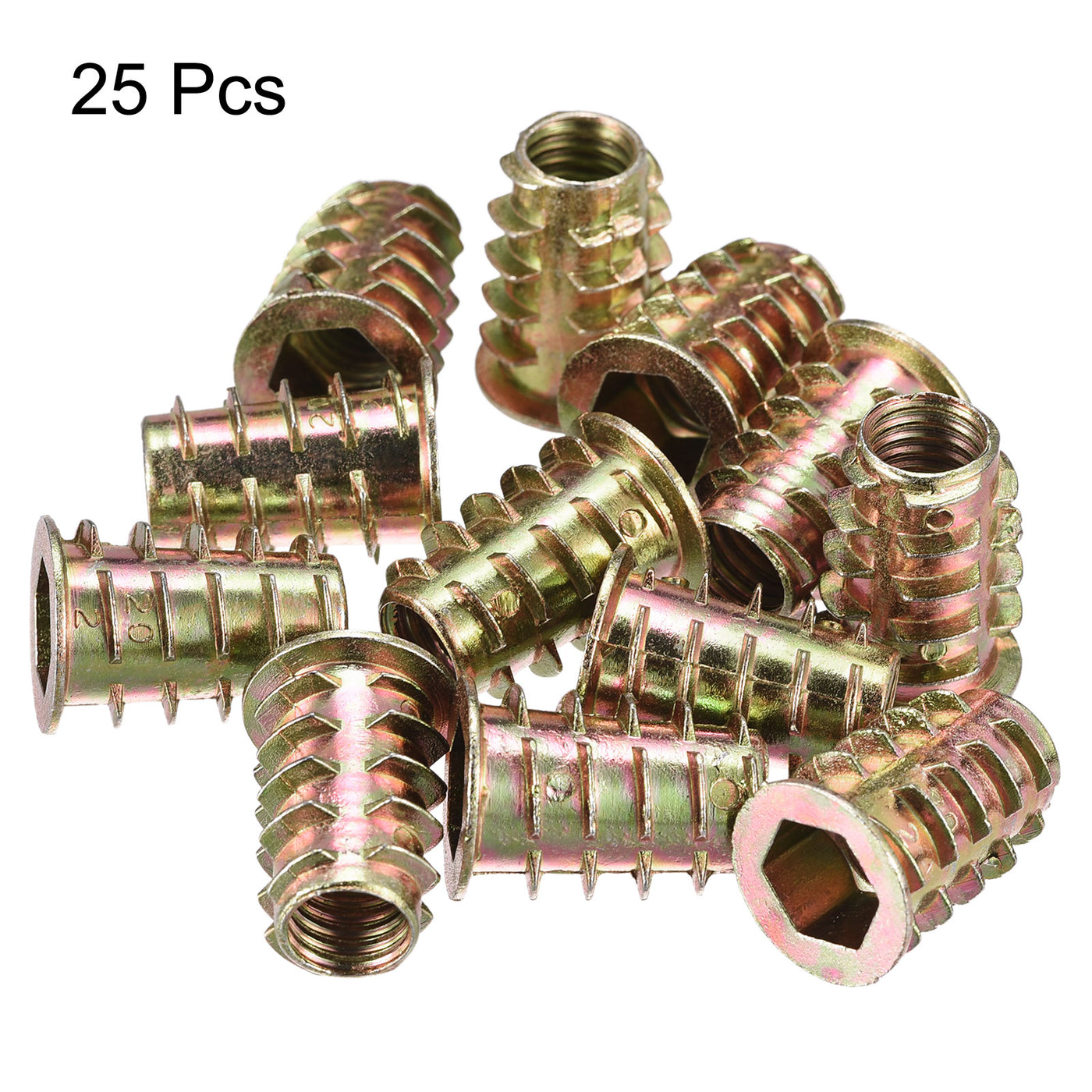 uxcell Uxcell M8x20mm Furniture Screw-in Nut Zinc Alloy Threaded Insert Nuts for Wood 25pcs