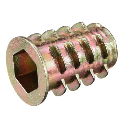 Harfington Uxcell M8x20mm Furniture Screw-in Nut Zinc Alloy Threaded Insert Nuts for Wood 25pcs