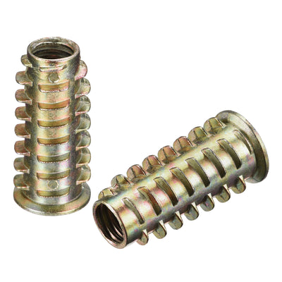 uxcell Uxcell M8x30mm Furniture Screw-in Nut Zinc Alloy Threaded Insert Nuts for Wood 12pcs