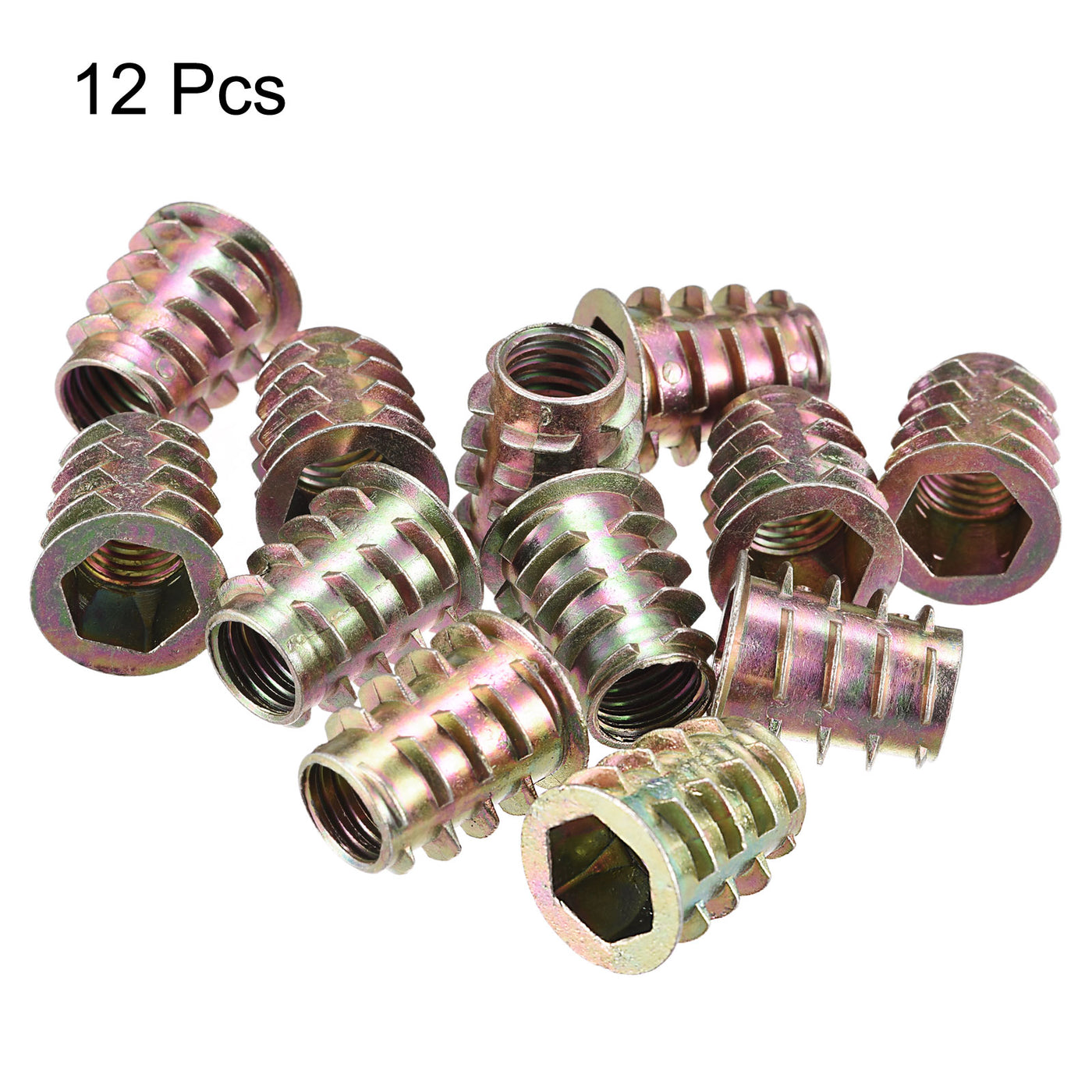 uxcell Uxcell M10x20mm Furniture Screw-in Nut Zinc Alloy Threaded Insert Nuts for Wood 12pcs