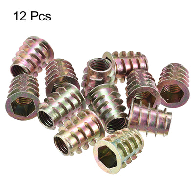 Harfington Uxcell M10x20mm Furniture Screw-in Nut Zinc Alloy Threaded Insert Nuts for Wood 12pcs