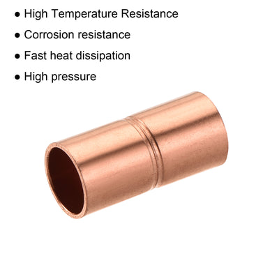 Harfington Straight Copper Coupling Fittings, 1/4 Inch ID Welding Joint for HVAC Air Conditioner, with Rolled Tube Stop Sweat Ends, Pack of 5