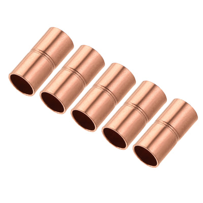 Harfington Straight Copper Coupling Fittings, 1/4 Inch ID Welding Joint for HVAC Air Conditioner, with Rolled Tube Stop Sweat Ends, Pack of 5