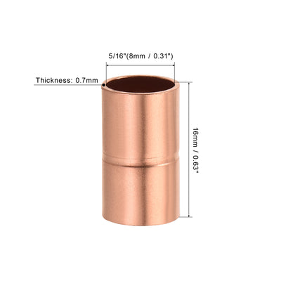 Harfington Straight Copper Coupling Fittings, 5/16 Inch ID Welding Joint for HVAC Air Conditioner, with Rolled Tube Stop Sweat Ends, Pack of 2