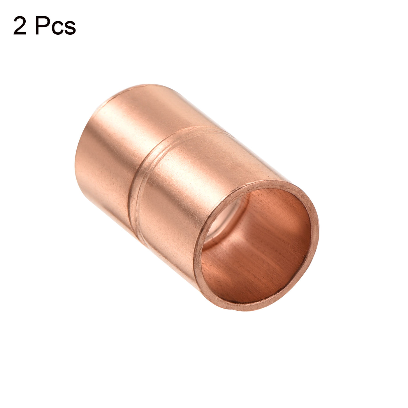 Harfington Straight Copper Coupling Fittings, 5/16 Inch ID Welding Joint for HVAC Air Conditioner, with Rolled Tube Stop Sweat Ends, Pack of 2