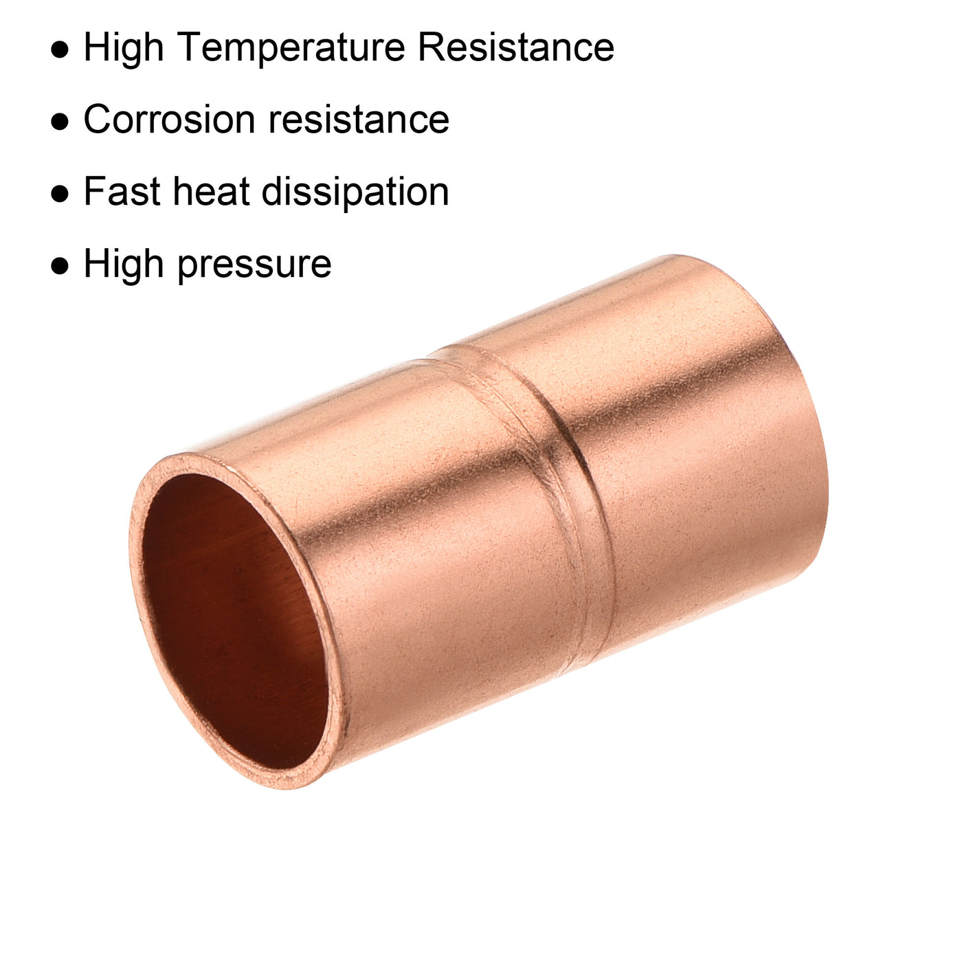 Harfington Straight Copper Coupling Fittings, 5/16 Inch ID Welding Joint for HVAC Air Conditioner, with Rolled Tube Stop Sweat Ends, Pack of 2