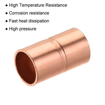 Harfington Straight Copper Coupling Fittings, 5/16 Inch ID Welding Joint for HVAC Air Conditioner, with Rolled Tube Stop Sweat Ends, Pack of 2