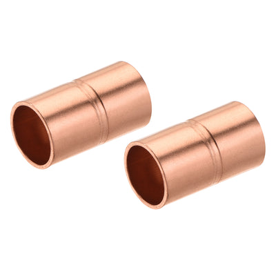 Harfington Straight Copper Coupling Fittings, 5/16 Inch ID Welding Joint for HVAC Air Conditioner, with Rolled Tube Stop Sweat Ends, Pack of 2