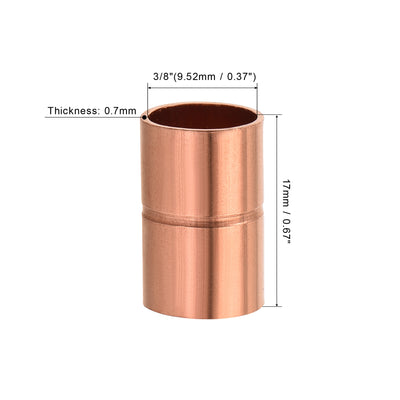 Harfington Straight Copper Coupling Fittings, 3/8 Inch ID Welding Joint for HVAC Air Conditioner, with Rolled Tube Stop Sweat Ends, Pack of 2