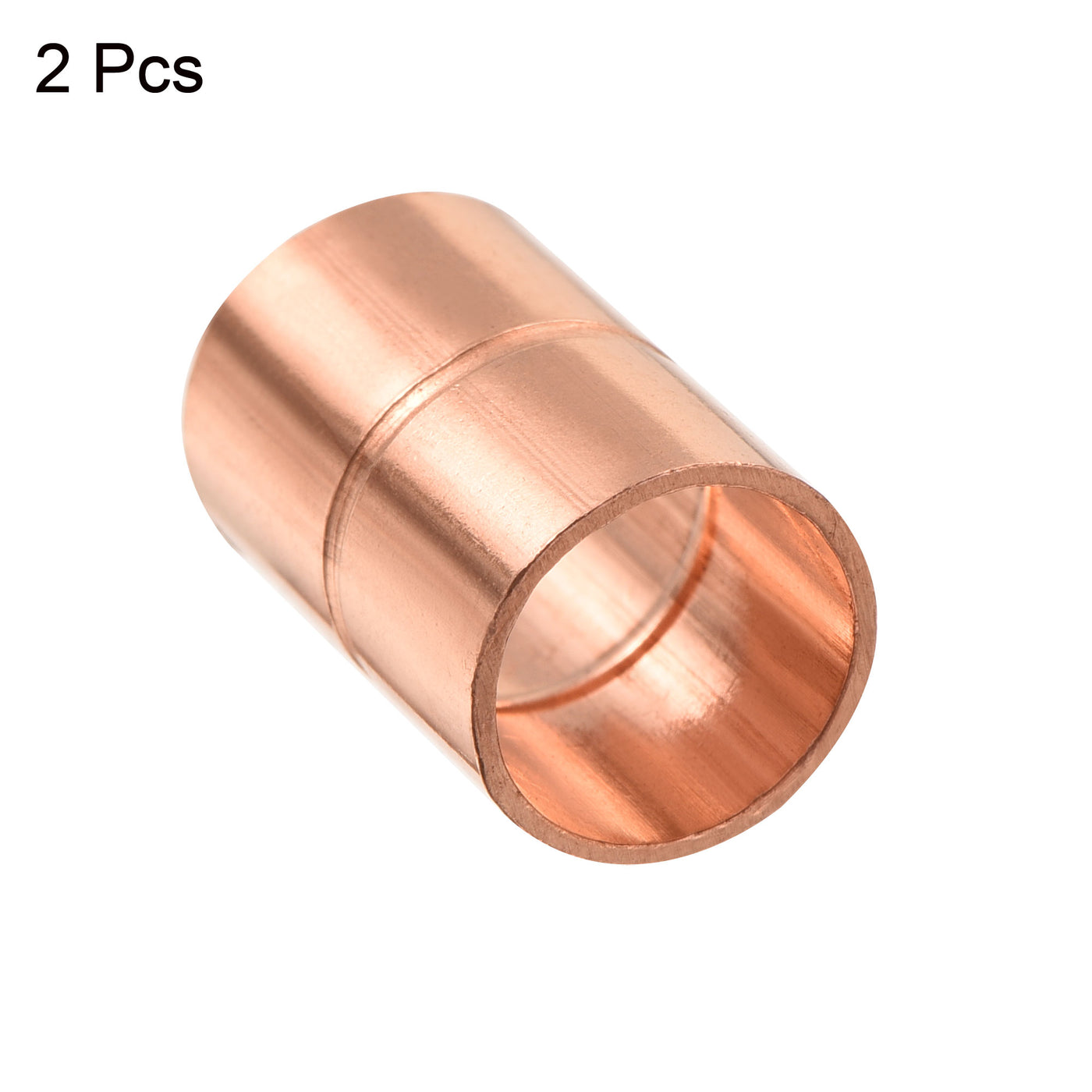 Harfington Straight Copper Coupling Fittings, 3/8 Inch ID Welding Joint for HVAC Air Conditioner, with Rolled Tube Stop Sweat Ends, Pack of 2