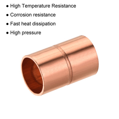 Harfington Straight Copper Coupling Fittings, 3/8 Inch ID Welding Joint for HVAC Air Conditioner, with Rolled Tube Stop Sweat Ends, Pack of 2