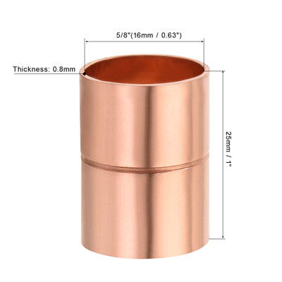 Harfington Straight Copper Coupling Fittings, 5/8 Inch ID Welding Joint for HVAC Air Conditioner, with Rolled Tube Stop Sweat Ends, Pack of 2