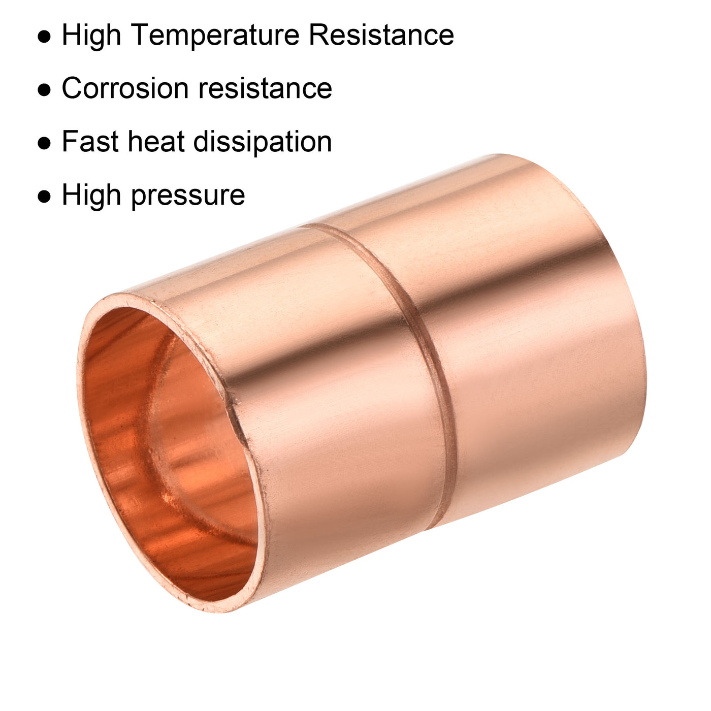 Harfington Straight Copper Coupling Fittings, 5/8 Inch ID Welding Joint for HVAC Air Conditioner, with Rolled Tube Stop Sweat Ends, Pack of 2